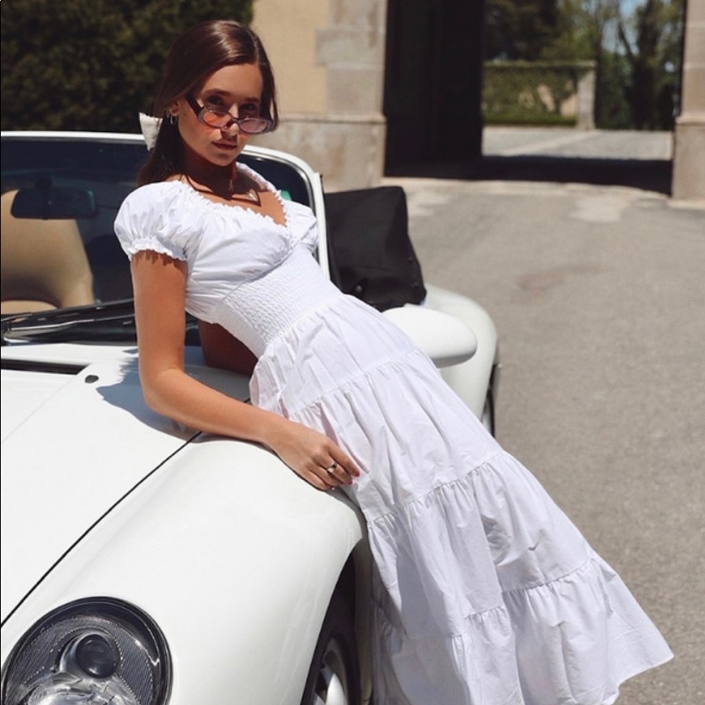 Danielle Bernstein white poplin tiered dress. Size small.